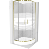 Mexen Rio pusapvalė dušo kabina 80 x 80 cm, baltos juostos, auksinė + padėklas, baltas - 863-080-080-50-20-4710