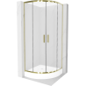 Mexen Rio pusapvalė dušo kabina 70 x 70 cm, matinė, auksinė + padėklas, baltas - 863-070-070-50-30-4710