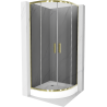 Mexen Rio pusapvalė dušo kabina 70 x 70 cm, grafitas, auksinė + padėklas, baltas - 863-070-070-50-0-4710