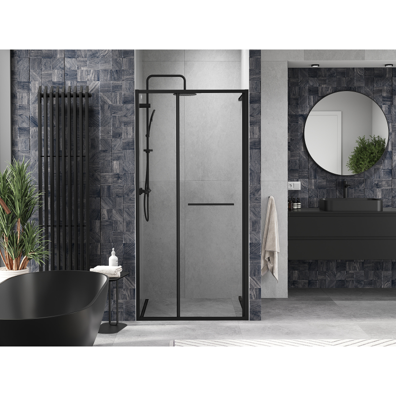 Mexen Linea stumiamosios dušo durys 80 cm, permatomos, juodos - 8E1-080-000-70-70