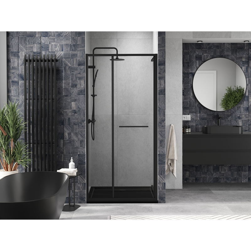 Mexen Linea stumdamos dušo durys 110 cm, permatomos, juodos - 8E1-110-000-70-70