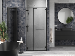 Mexen Linea stsumiamos dušo durys, 85 cm, skaidrus, juoda - 8E1-085-000-70-70