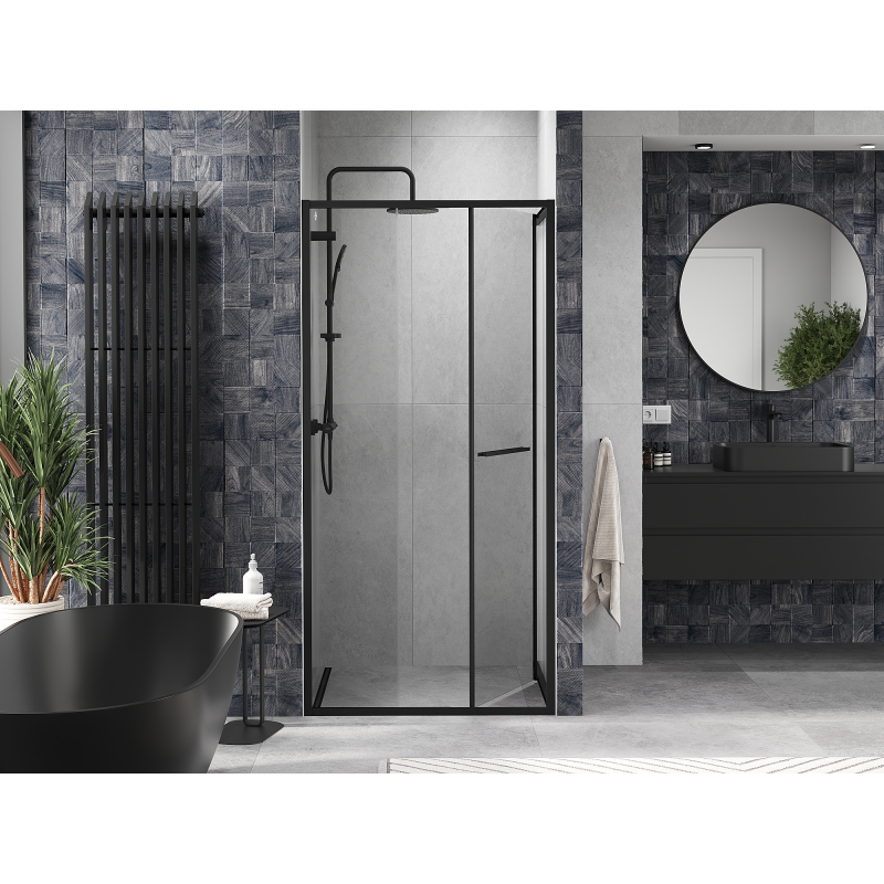 Mexen Linea stumetro durys prausimosi kabinai, skaidrios, juodos - 8E1-100-000-70-70