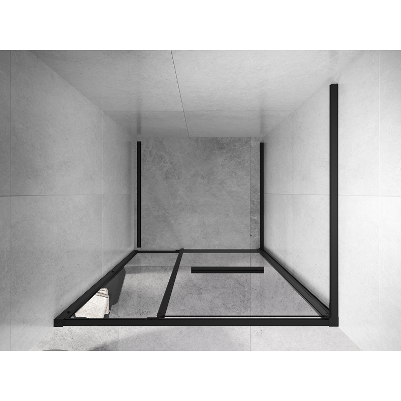 Mexen Linea stumdomosios dušo durys 120 cm, permatomos, juodos - 8E1-120-000-70-70