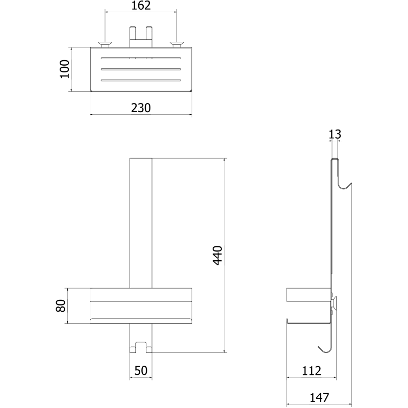 Mexen Brin-1 vonios krepšelis su pakaba, juodas - 70A8841-70