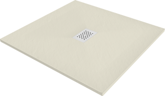 Mexen Hugo kvadratinis dušo padėklas SMC 100 x 100 cm, smėlio spalvos, dangtelis baltas - 42691010-W