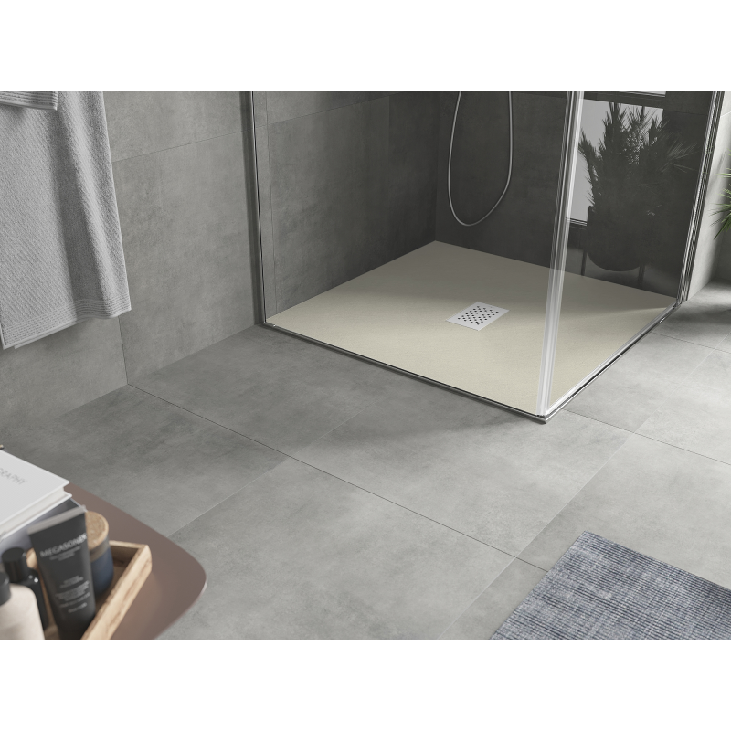 Mexen Hugo kvadratinis dušo padėklas SMC 100 x 100 cm, smėlio spalvos, dangtelis baltas - 42691010-W