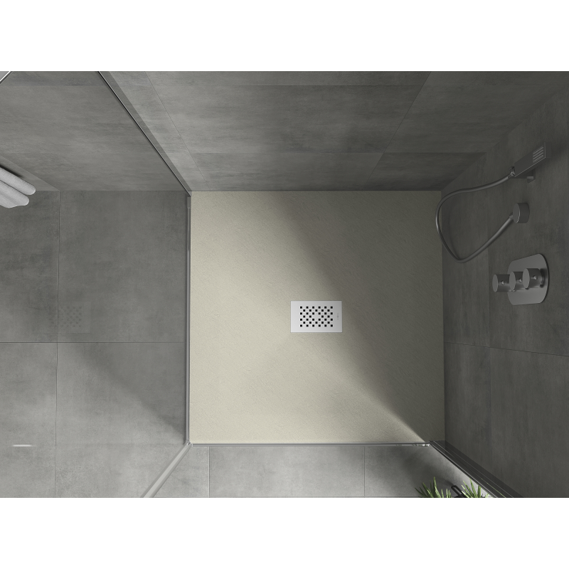 Mexen Hugo Kvadratinė SMC dušo padėklas, 80 x 80 cm, smėlio spalvos, balta dangtelis - 42698080-W