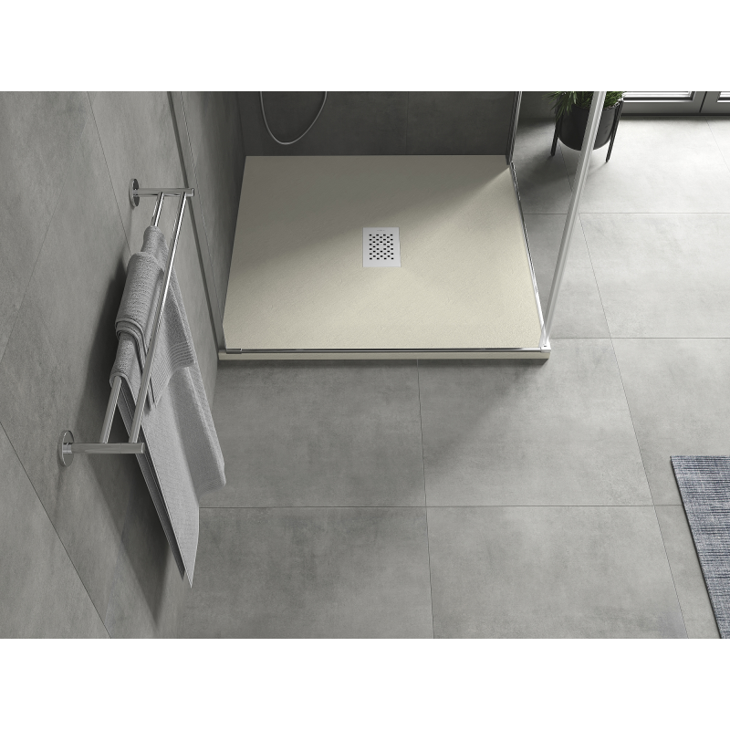 Mexen Hugo Kvadratinė SMC dušo padėklas, 80 x 80 cm, smėlio spalvos, balta dangtelis - 42698080-W