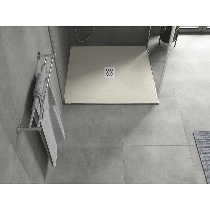 Mexen Hugo Kvadratinis dušo padėkliukas SMC 90 x 90 cm, smėlio spalvos, balta dangtelis - 42699090-W