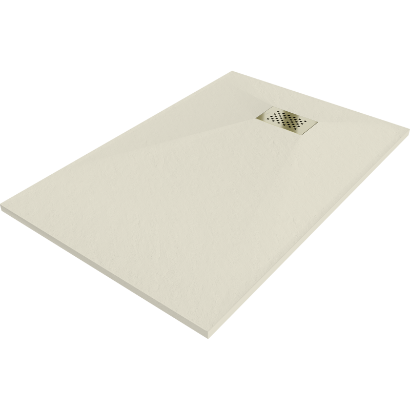 Mexen Hugo stačiakampis dušo padėklas SMC 120 x 70 cm, smėlio spalvos, aukso spalvos dangtelis - 42697012-G