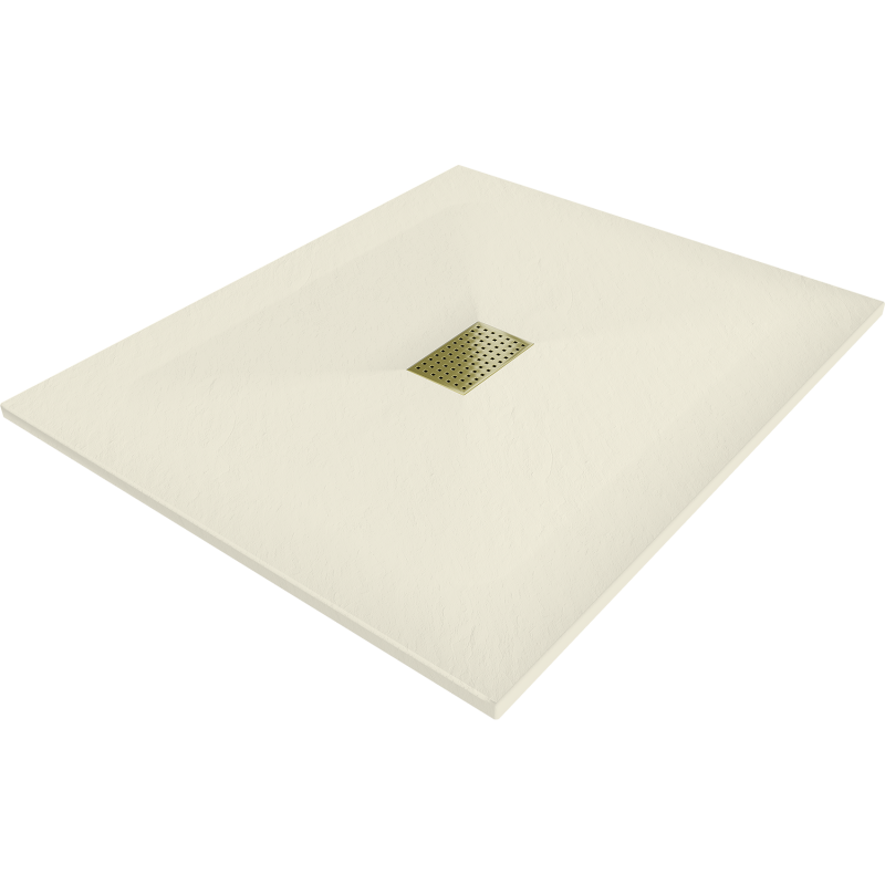 Mexen Hugo stačiakampis dušo padėklas SMC 120 x 100 cm, smėlio spalvos, auksinė sklendė - 42691012-G