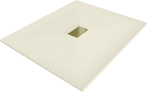 Mexen Hugo stačiakampis dušo padėklas SMC 120 x 100 cm, smėlio spalvos, auksinė sklendė - 42691012-G