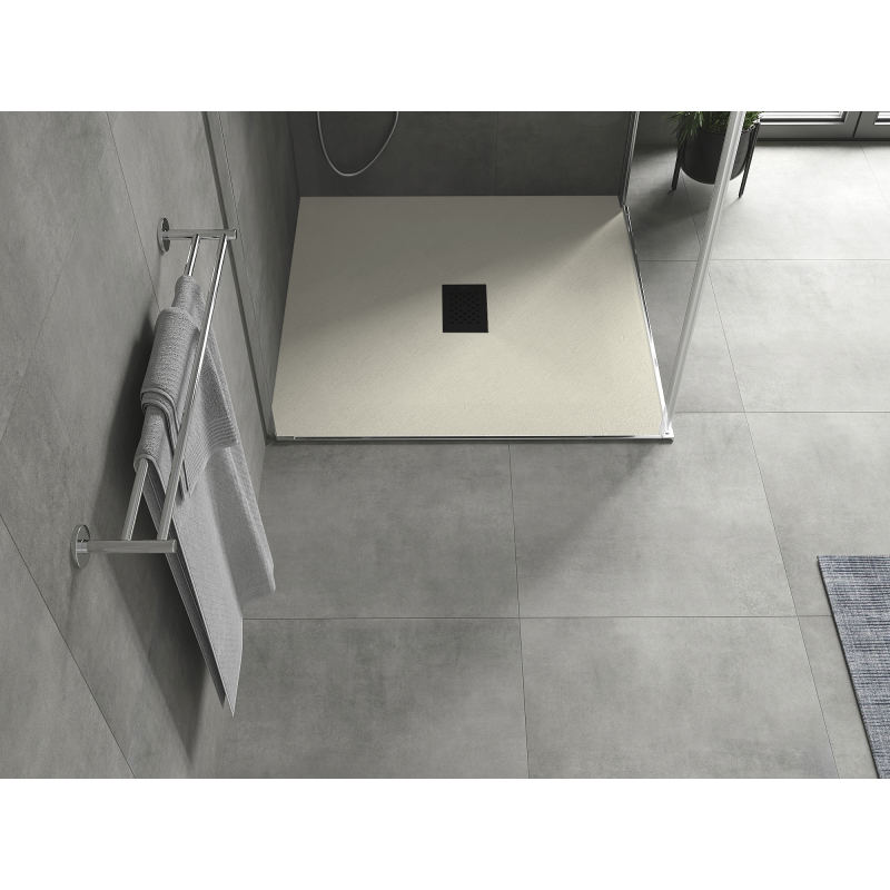 Mexen Hugo kvadratinis dušo padėklas SMC 90 x 90 cm, smėlio spalvos, juodas dangtelis - 42699090-B