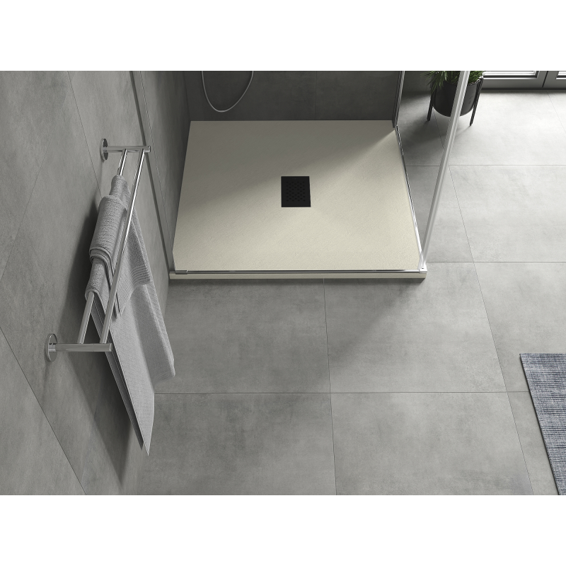 Mexen Hugo kvadratinis dušo padėklas SMC 90 x 90 cm, smėlio spalvos, juodas dangtelis - 42699090-B