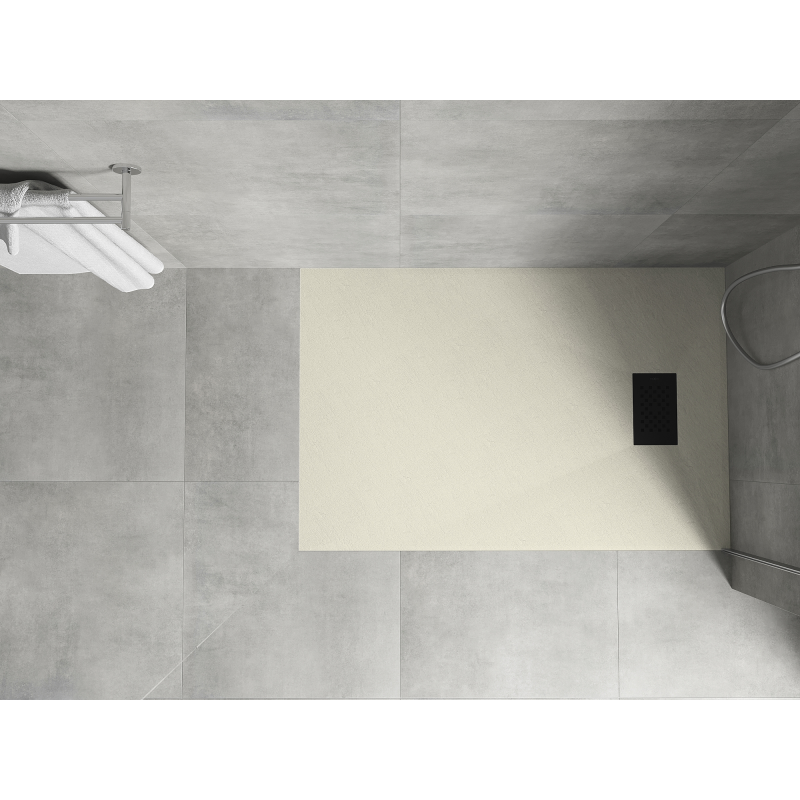 Mexen Hugo stačiakampis dušo padėklas SMC 100 x 70 cm, smėlio, juodas dangtelis - 42697010-B