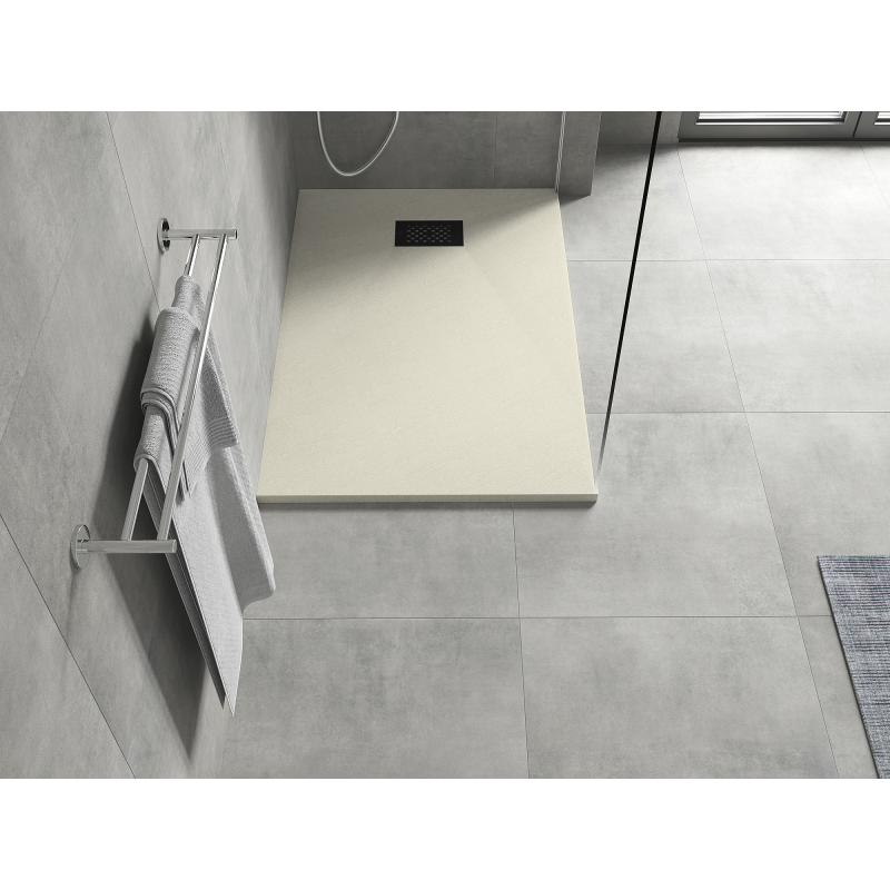 Mexen Hugo stačiakampis dušo padėklas SMC 100 x 70 cm, smėlio, juodas dangtelis - 42697010-B