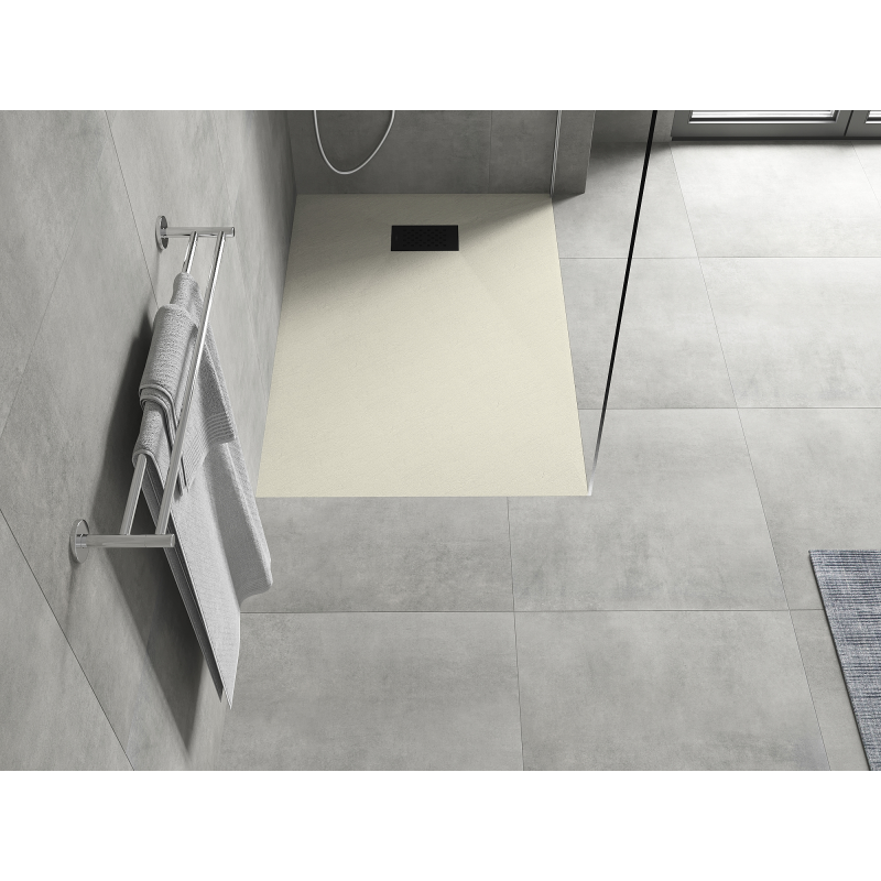 Mexen Hugo stačiakampis SMC dušo padėklas 90 x 80 cm, smėlio spalvos, juoda maskuotė - 42698090-B