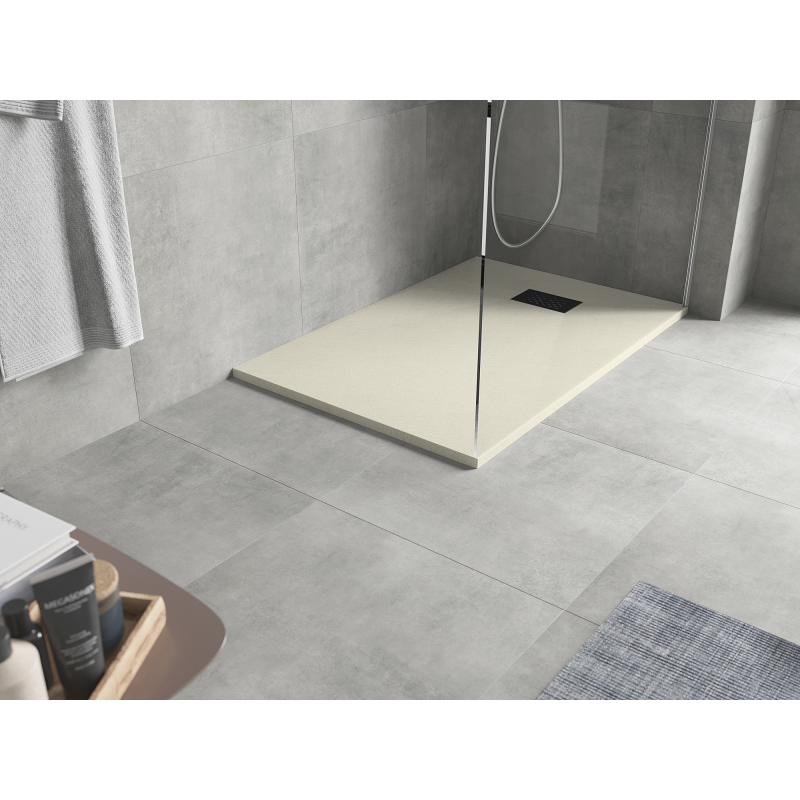 Mexen Hugo stačiakampis dušo padėklas SMC 100 x 90 cm, smėlio spalvos, juoda maskuotė - 42699010-B