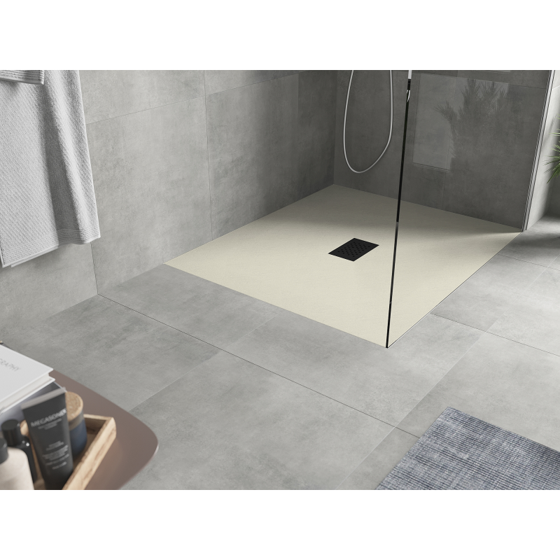 Mexen Hugo stačiakampis dušo padėklas SMC 120 x 100 cm, smėlio spalvos, juodas dangtelis - 42691012-B