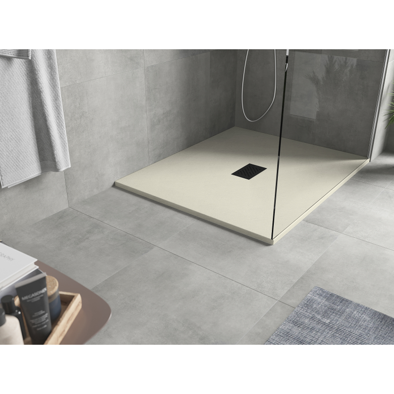 Mexen Hugo stačiakampis dušo padėklas SMC 120 x 100 cm, smėlio spalvos, juodas dangtelis - 42691012-B