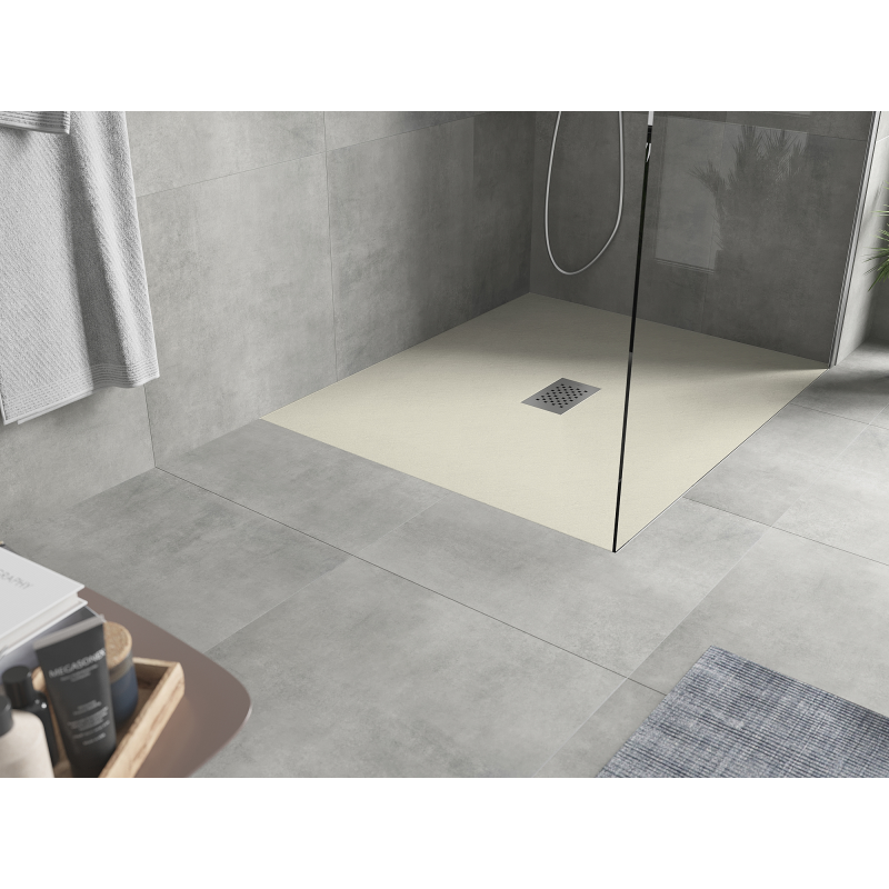 Mexen Hugo stačiakampė dušo plokštė SMC 120 x 100 cm, smėlio spalvos, plieninis dangtis - 42691012-X