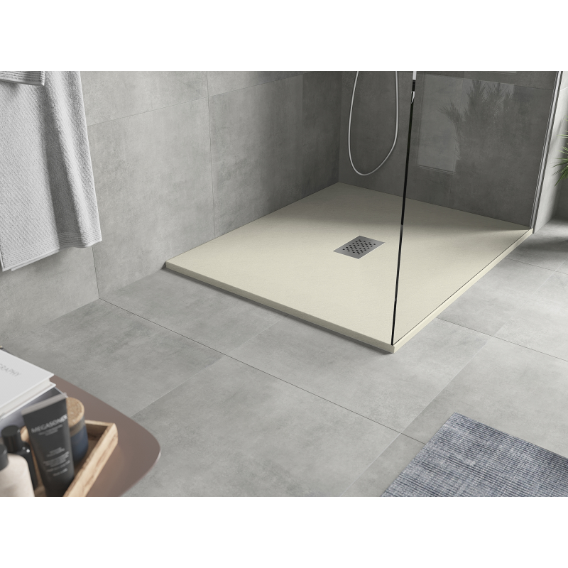 Mexen Hugo stačiakampė dušo plokštė SMC 120 x 100 cm, smėlio spalvos, plieninis dangtis - 42691012-X