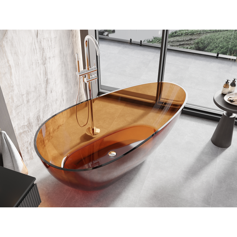 Mexen Glass earth laisvai stovinti skaidri vonia 170 x 85 cm, chromuotas kamštis - 58061708505