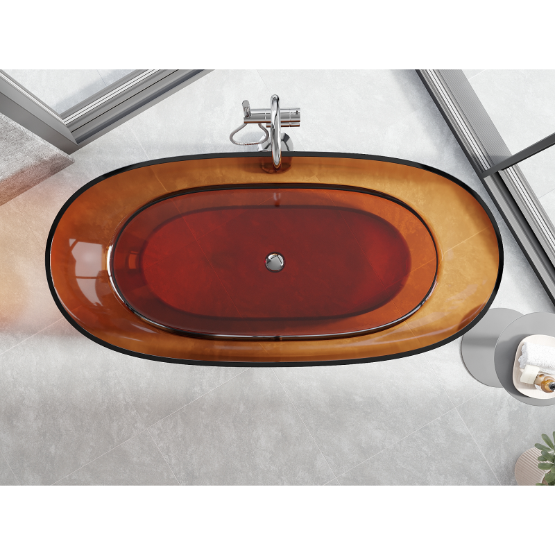 Mexen Pure earth laisvai pastatoma vonia skaidri 170 x 80 cm, chromuotas kamštis - 58071708005