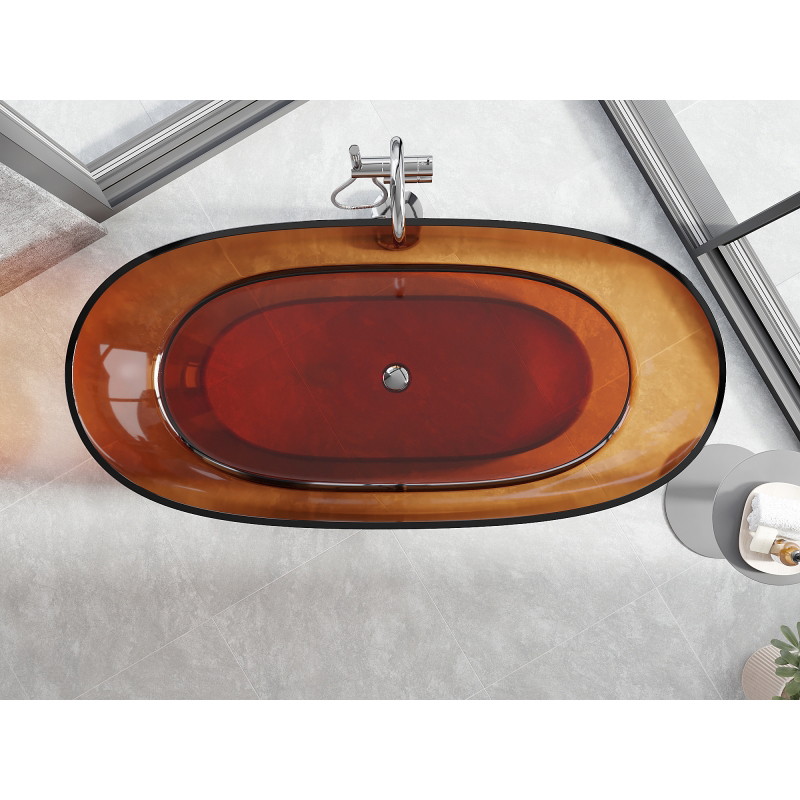 Mexen Pure skaidri atskirai stovinti vonia 170 x 80 cm, earth, chromuotas kamštis - 58071708005