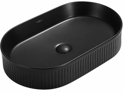 Mexen Grovo viršutinio montavimo kriauklė rifliuota 49 x 31 cm, juoda matinė - 22304985