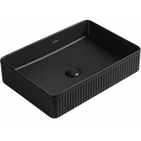 Mexen Grovo rifliuotas stalviršio praustuvas 51 x 37 cm, juodas matinis - 22305185