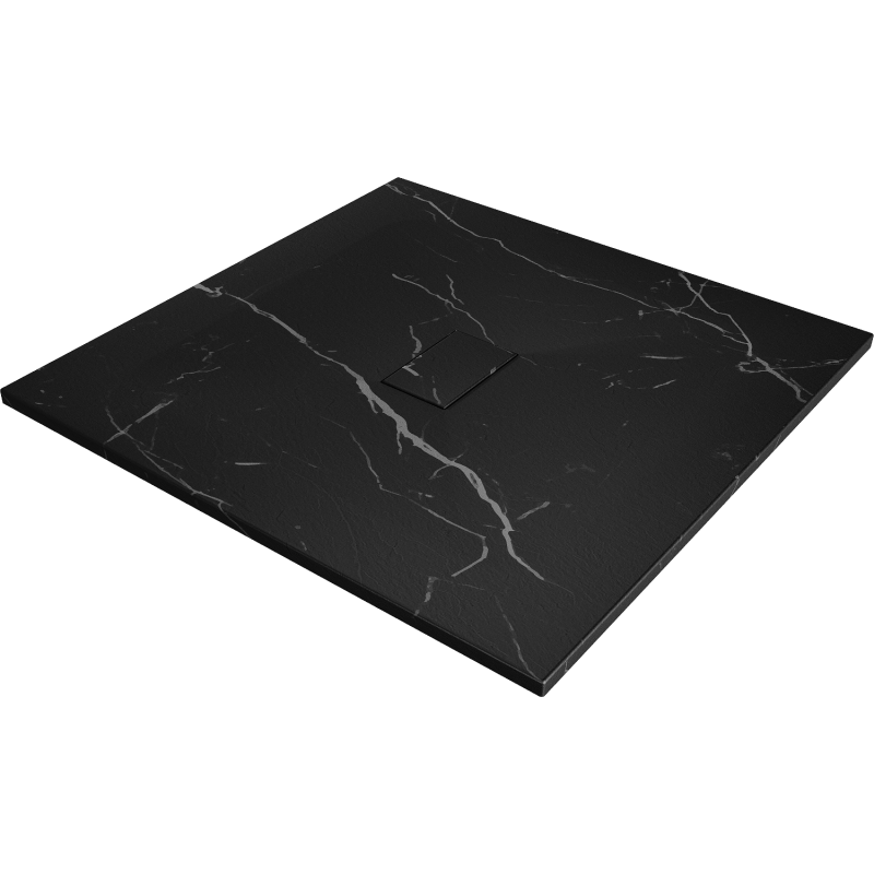 Mexen Hugo keturkampis dušo padėklas SMC 100 x 100 cm, juodas akmuo - 42751010