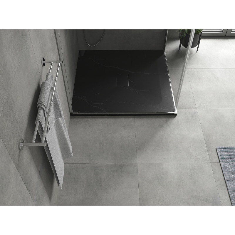 Mexen Hugo keturkampis dušo padėklas SMC 100 x 100 cm, juodas akmuo - 42751010