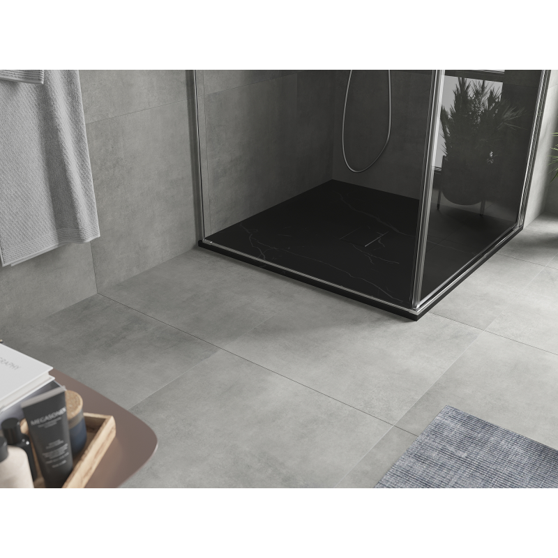 Mexen Hugo keturkampis dušo padėklas SMC 100 x 100 cm, juodas akmuo - 42751010