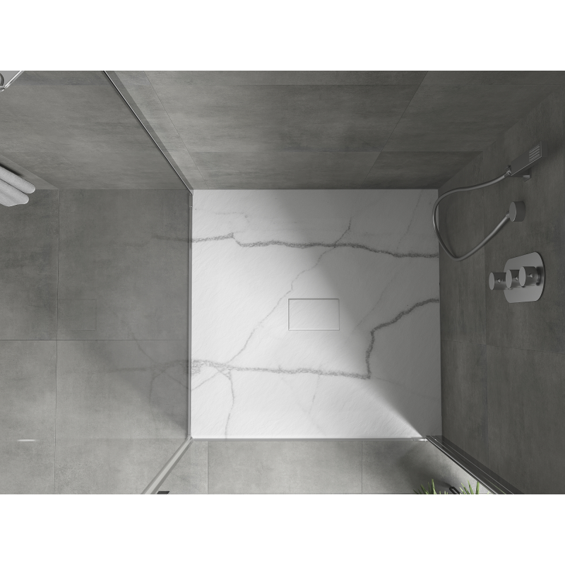 Mexen Hugo kvadratinis SMC dušo padėklas 100 x 100 cm, baltas akmuo - 42151010