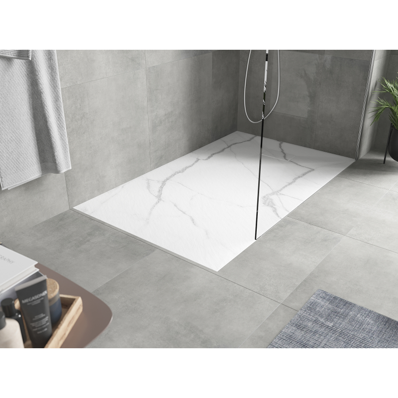 Mexen Hugo stačiakampis dušo padėklas SMC 160 x 90 cm, balto akmens - 42159016