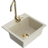 Mexen Milo granitinis plautuvė 1 skyrelio su virtuvės maišytuvu Telma, smėlio spalvos - 6505-69-670200-50