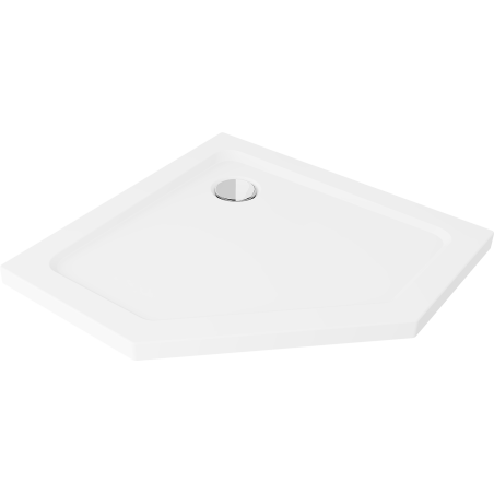 Mexen Flat penkiakampė slim dušo kabina 80 x 80 cm, balta, chromuotas sifonas - 41P108080