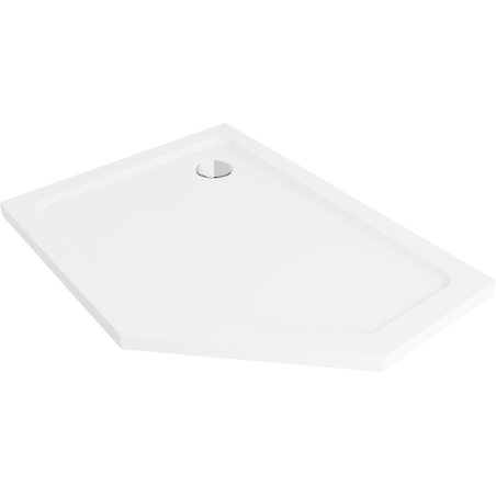 Mexen Flat penkiakampis dušo padėklas slim kairinis 100 x 80 cm, baltas, sifonas chromuotas - 41P108010L