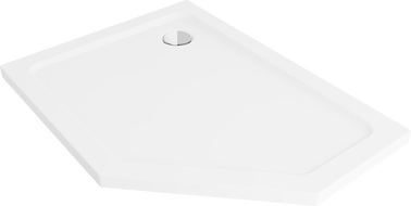 Mexen Flat penkiakampis dušo padėklas slim kairinis 100 x 80 cm, baltas, sifonas chromuotas - 41P108010L