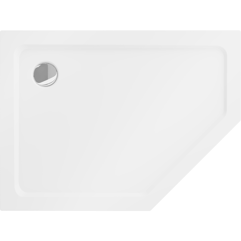 Mexen Flat penkiakampis dušo padėklas slim kairysis 100 x 90 cm, baltas, sifonas chromuotas - 41P109010L