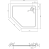 Mexen Flat pentagoninė plokščia dušo padėklas dešinė 100 x 90 cm, baltas, chrominis sifonas - 41P109010R