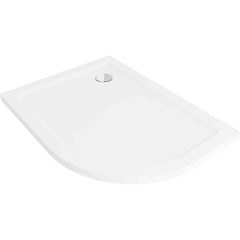 Mexen Flat pusapvalė dušo padėklas slim kairė 120 x 80 cm, baltas, sifonas chromas - 41108012L