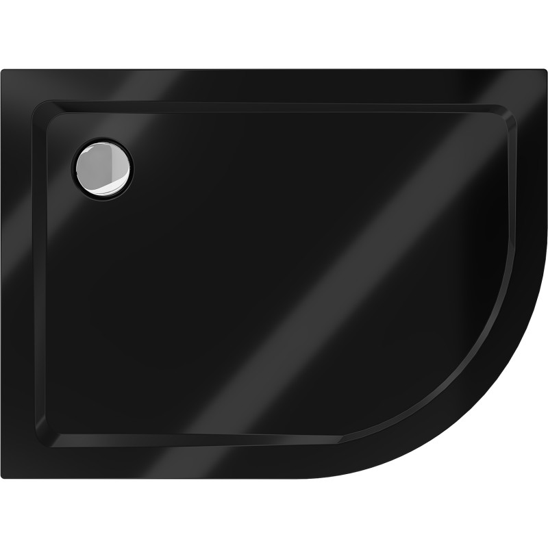 Mexen Flat pusapvalė dušo padėklas slim kairysis 120 x 80 cm, juodas, chrominis sifonas - 41708012L