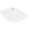 Mexen Flat pusapvalė dušo padėklas Slim kairysis 90 x 80 cm, baltas, sifonas auksinis - 41108090L-G