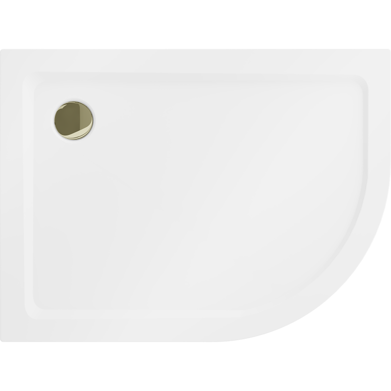 Mexen Flat pusapvalis dušo padėklas slim kairysis 100 x 80 cm, baltas, sifonas auksinis - 41108010L-G