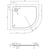 Mexen Flat pusapvalis dušo padėklas slim kairysis 90 x 80 cm, juodas, sifonas juodas - 41708090L-B