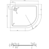 Mexen Flat plokščias pusapvalis dušo padėklas kairysis 100 x 80 cm, juodas, sifonas juodas - 41708010L-B