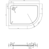 Mexen Flat pusapvalė plona dušo padėklė kairė 120 x 80 cm, juoda, sifonas juodas - 41708012L-B